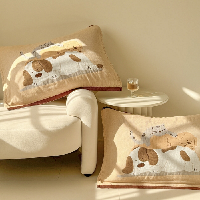 91家纺网 家纺一手货源 找家纺 朴尔家纺-毛巾被 2026新款全棉欣软系列定位四层加厚柔软纱布枕巾 午后花园