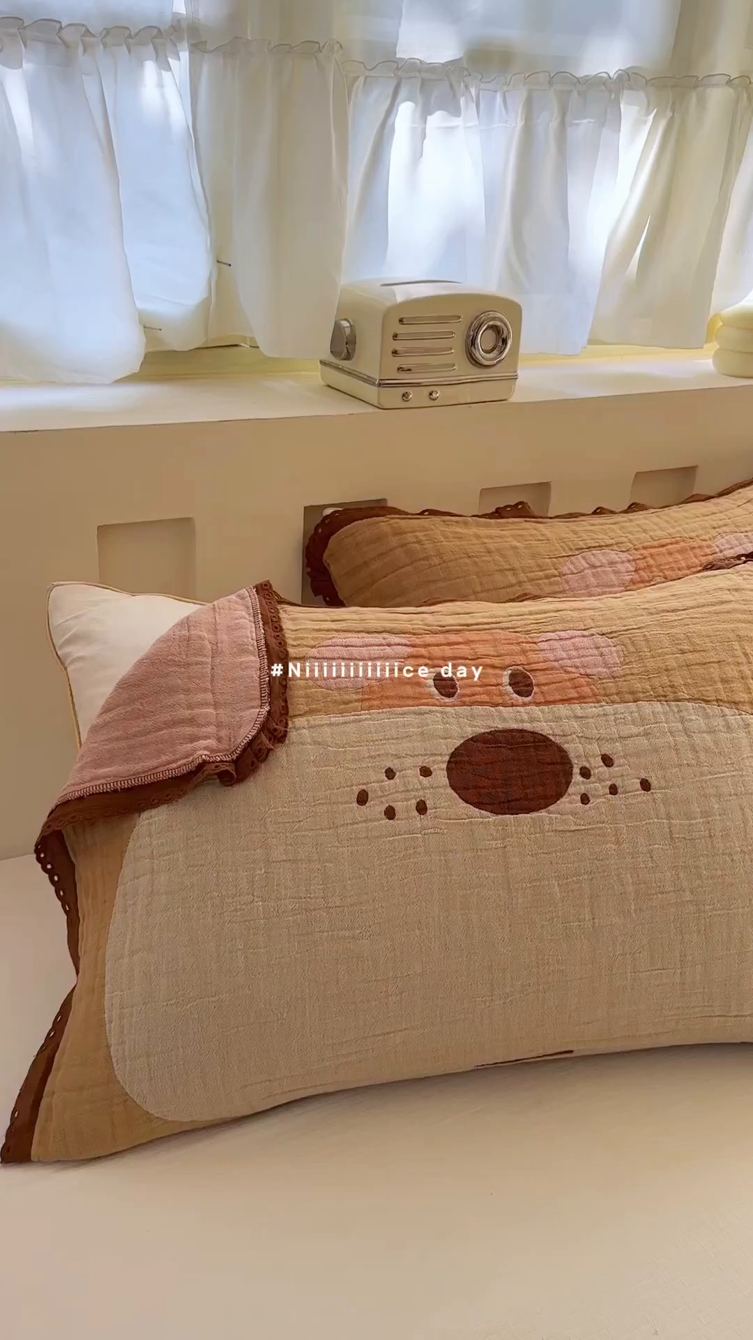 91家纺网 家纺一手货源 找家纺 （总）朴尔家纺-毛巾被 2026新款皱皱纱卡通大版花边全棉四层纱布枕巾