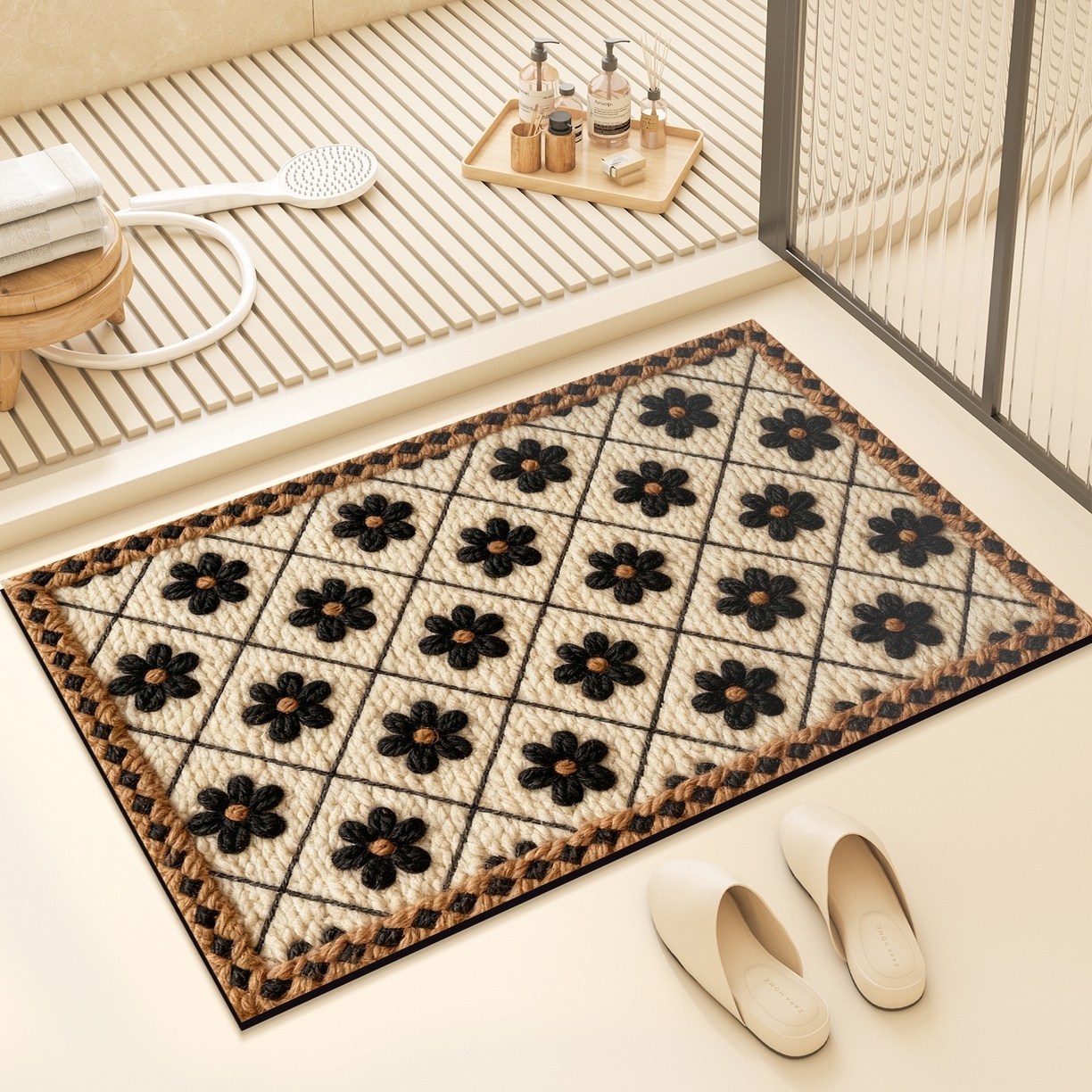 91家纺网 家纺一手货源 找家纺 1.30【年货节 三人助力0.01带回家】防滑硅藻泥地垫垫子-复古系列