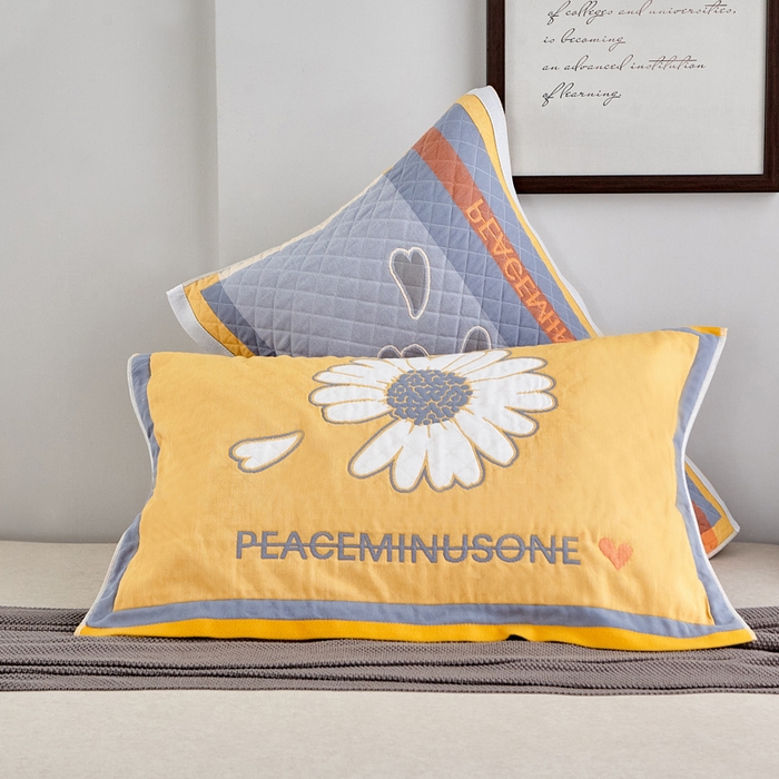 91家纺网 家纺一手货源 找家纺 朴尔家纺-毛巾被 2026新款彩色糖果系列纯棉三层纱布枕巾 清新甘菊黄