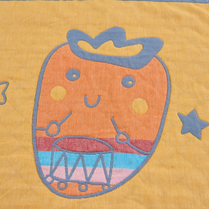 91家纺网 家纺一手货源 找家纺 朴尔家纺-毛巾被 2026新款彩色糖果系列纯棉三层纱布枕巾 调皮胡萝卜黄