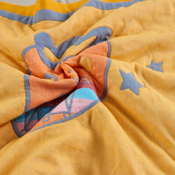 91家纺网 家纺一手货源 找家纺 朴尔家纺-毛巾被 2026新款彩色糖果系列纯棉三层纱布枕巾 调皮胡萝卜黄