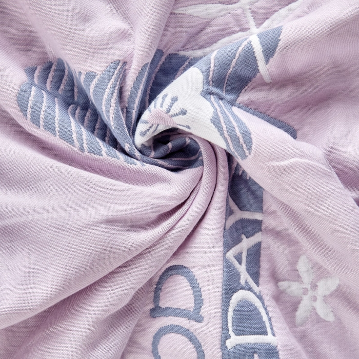 91家纺网 家纺一手货源 找家纺 朴尔家纺-毛巾被 2026新款彩色糖果系列纯棉三层纱布枕巾 美好的一天灰粉