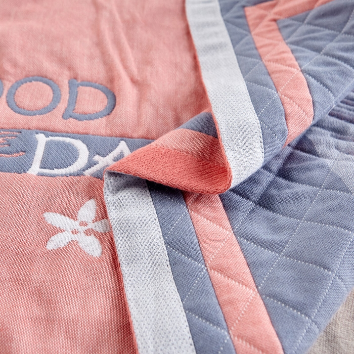 91家纺网 家纺一手货源 找家纺 朴尔家纺-毛巾被 2026新款彩色糖果系列纯棉三层纱布枕巾 美好的一天橘色