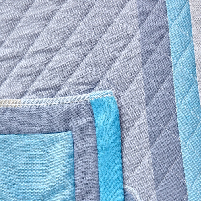 91家纺网 家纺一手货源 找家纺 朴尔家纺-毛巾被 2026新款彩色糖果系列纯棉三层纱布枕巾 清新甘菊-蓝