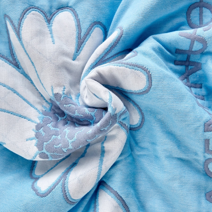 91家纺网 家纺一手货源 找家纺 朴尔家纺-毛巾被 2026新款彩色糖果系列纯棉三层纱布枕巾 清新甘菊-蓝