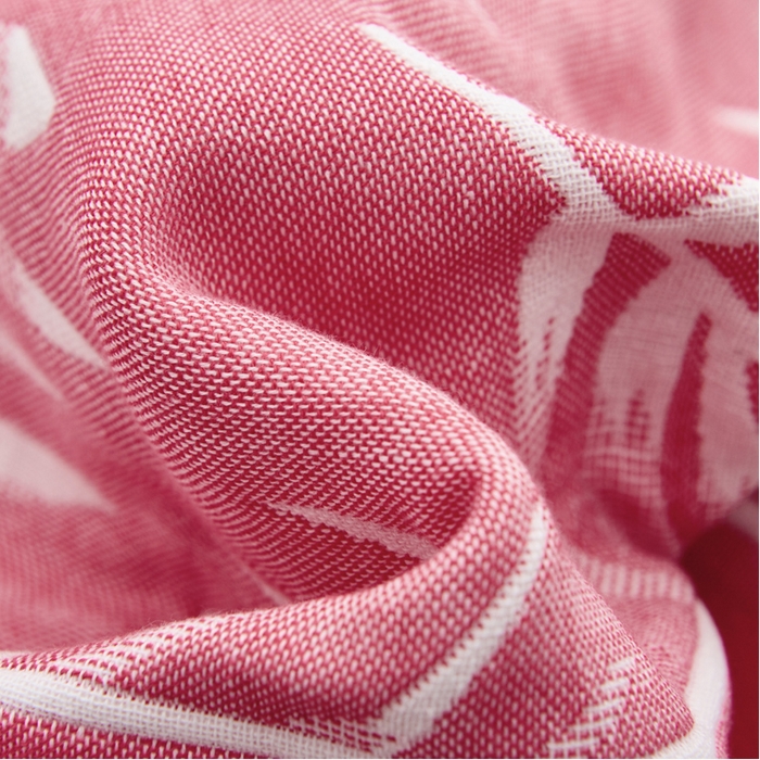 91家纺网 家纺一手货源 找家纺 朴尔家纺-毛巾被 2026新款混纺三层纱布枕巾 热带草原-粉