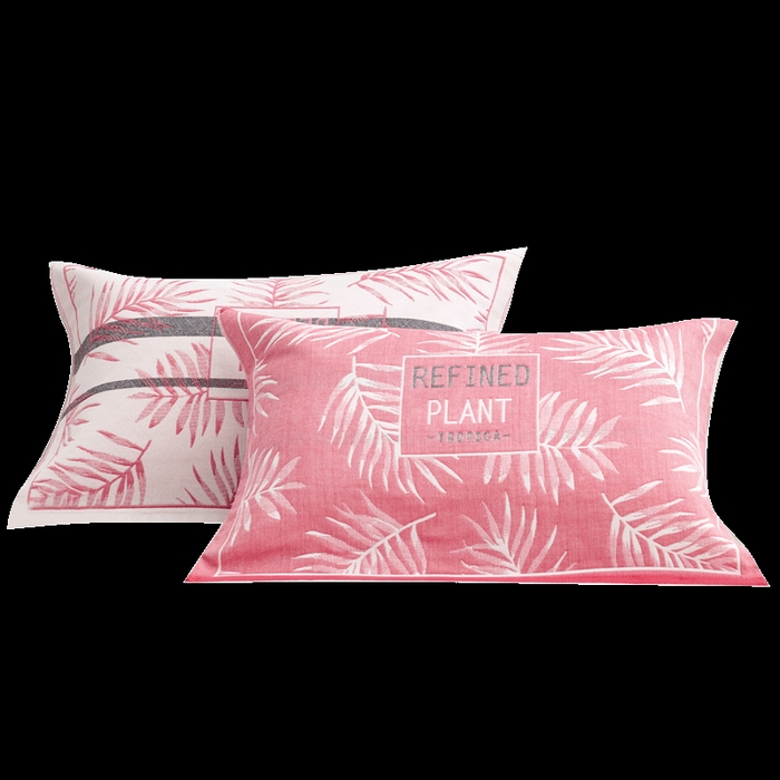 91家纺网 家纺一手货源 找家纺 朴尔家纺-毛巾被 2026新款混纺三层纱布枕巾 热带草原-粉