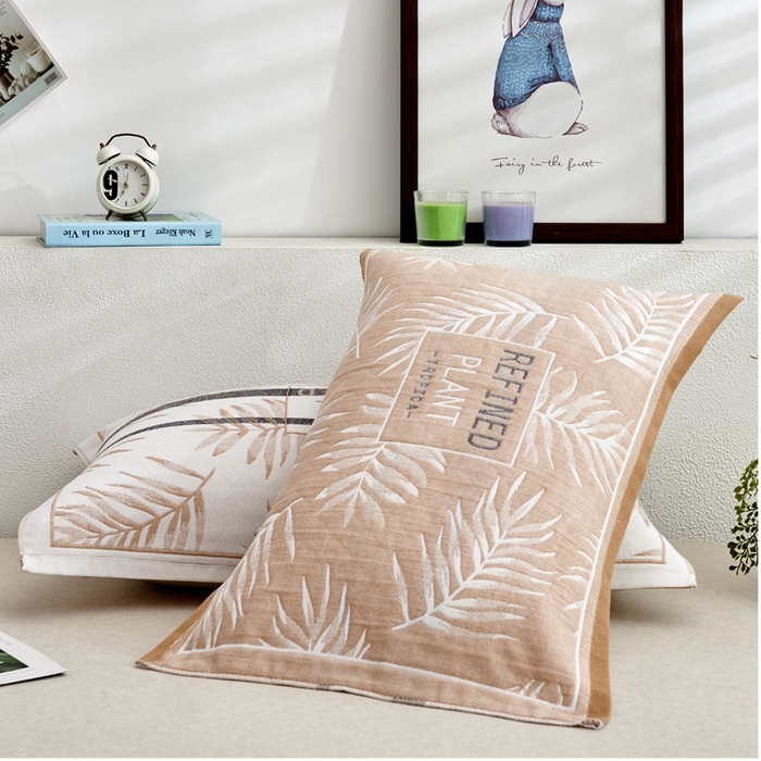 91家纺网 家纺一手货源 找家纺 朴尔家纺-毛巾被 2026新款混纺三层纱布枕巾 热带草原-驼