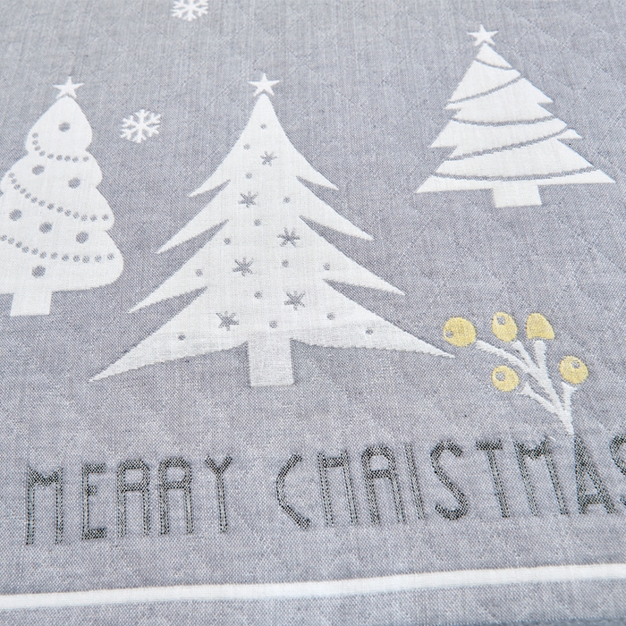 91家纺网 家纺一手货源 找家纺 朴尔家纺-毛巾被 2026新款混纺三层纱布枕巾 圣诞树-灰