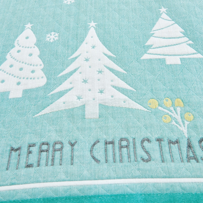 91家纺网 家纺一手货源 找家纺 朴尔家纺-毛巾被 2026新款混纺三层纱布枕巾 圣诞树-绿