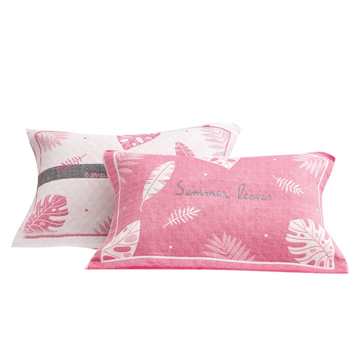 91家纺网 家纺一手货源 找家纺 朴尔家纺-毛巾被 2026新款混纺三层纱布枕巾 幸福芭蕉-粉