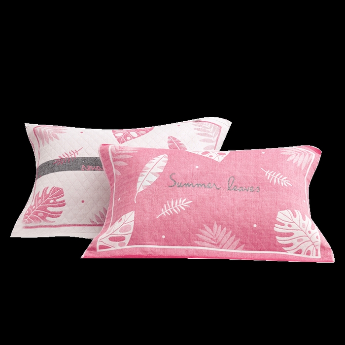 91家纺网 家纺一手货源 找家纺 朴尔家纺-毛巾被 2026新款混纺三层纱布枕巾 幸福芭蕉-粉