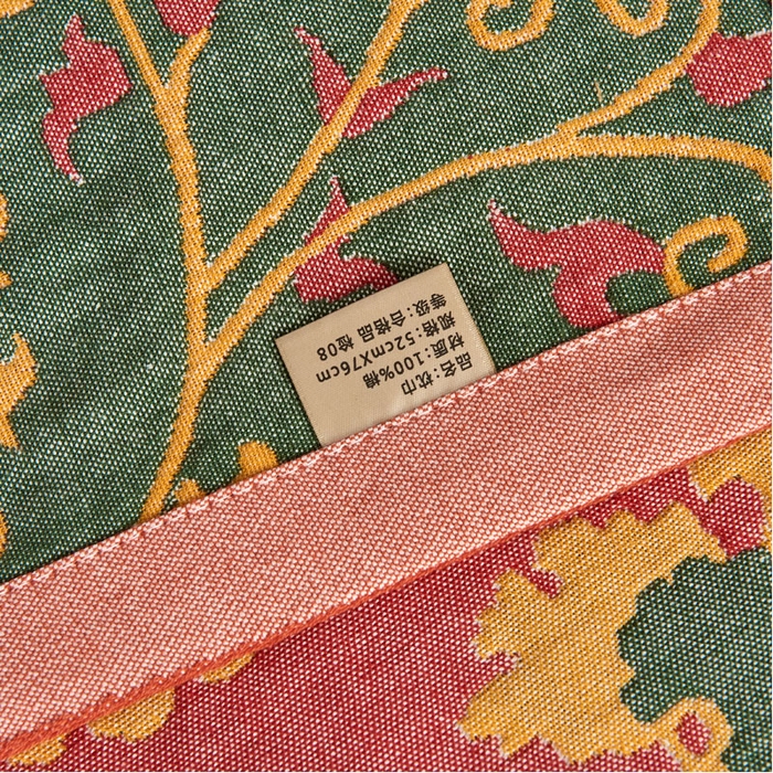 91家纺网 家纺一手货源 找家纺 朴尔家纺-毛巾被 2026新款民族风彩棉系列四层纱布枕巾 花花世界红