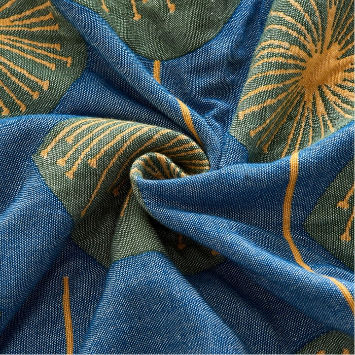 91家纺网 家纺一手货源 找家纺 朴尔家纺-毛巾被 2026新款民族风彩棉系列四层纱布枕巾 梦幻蒲公英蓝