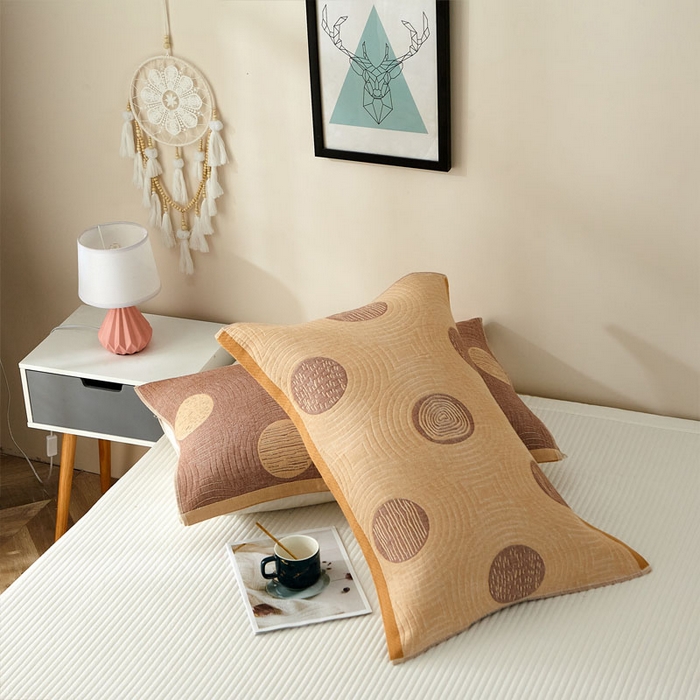 91家纺网 家纺一手货源 找家纺 朴尔家纺-毛巾被 2026新款素雅系列全棉系列四层纱布枕巾 年轮-驼