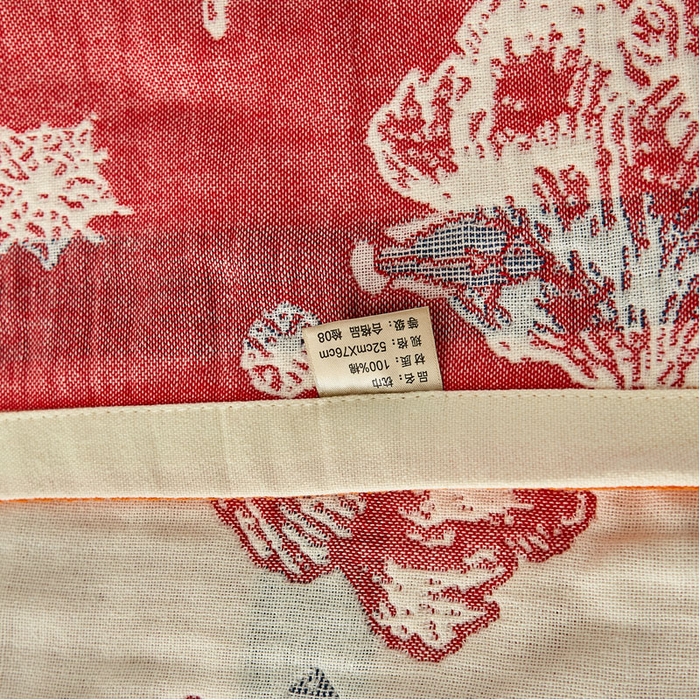 91家纺网 家纺一手货源 找家纺 朴尔家纺-毛巾被 2026新款素雅系列全棉系列四层纱布枕巾 海洋贝贝-红