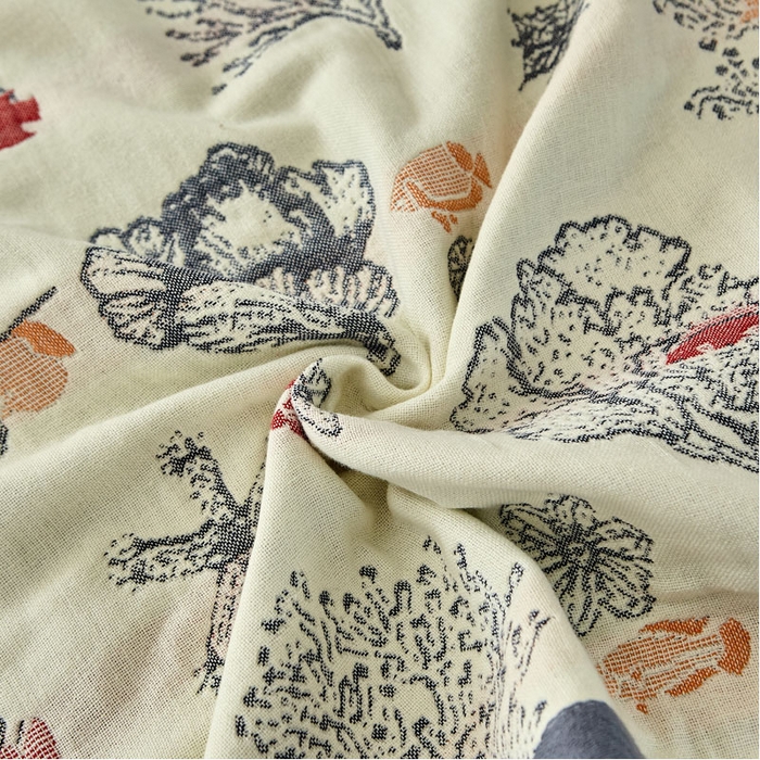 91家纺网 家纺一手货源 找家纺 朴尔家纺-毛巾被 2026新款素雅系列全棉系列四层纱布枕巾 海洋贝贝-灰