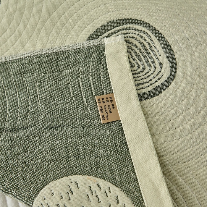 91家纺网 家纺一手货源 找家纺 朴尔家纺-毛巾被 2026新款素雅系列全棉系列四层纱布枕巾 年轮-绿