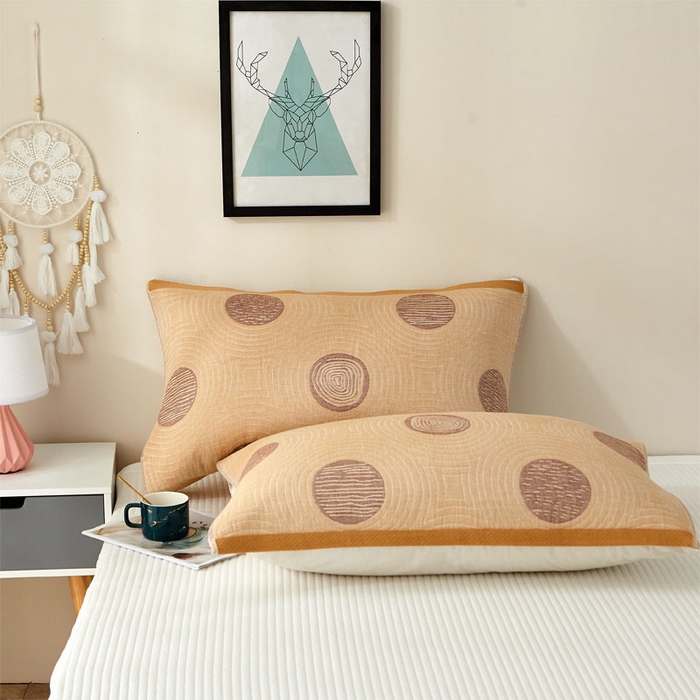 91家纺网 家纺一手货源 找家纺 朴尔家纺-毛巾被 2026新款素雅系列全棉系列四层纱布枕巾 年轮-驼