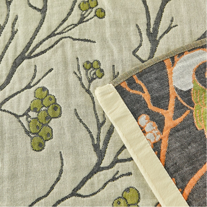 91家纺网 家纺一手货源 找家纺 朴尔家纺-毛巾被 2026新款素雅系列全棉系列四层纱布枕巾 喜登高枝-绿