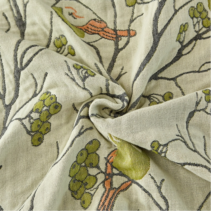 91家纺网 家纺一手货源 找家纺 朴尔家纺-毛巾被 2026新款素雅系列全棉系列四层纱布枕巾 喜登高枝-绿