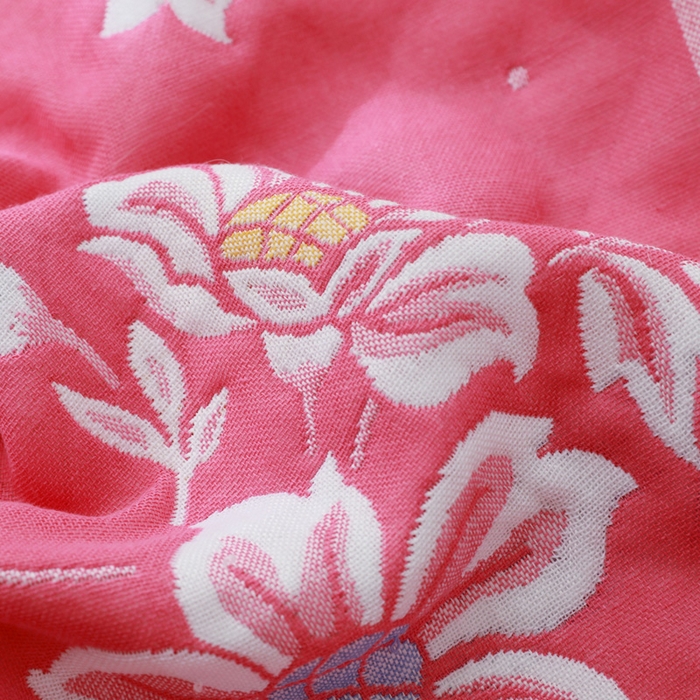 91家纺网 家纺一手货源 找家纺 朴尔家纺-毛巾被 2026新款柔棉花间风系列三层纱布枕巾 花间粉