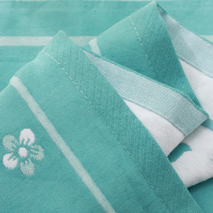 91家纺网 家纺一手货源 找家纺 朴尔家纺-毛巾被 2026新款柔棉花间风系列三层纱布枕巾 花间绿