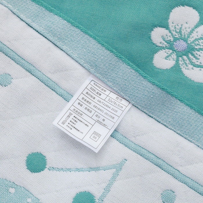 91家纺网 家纺一手货源 找家纺 朴尔家纺-毛巾被 2026新款柔棉花间风系列三层纱布枕巾 清雅绿