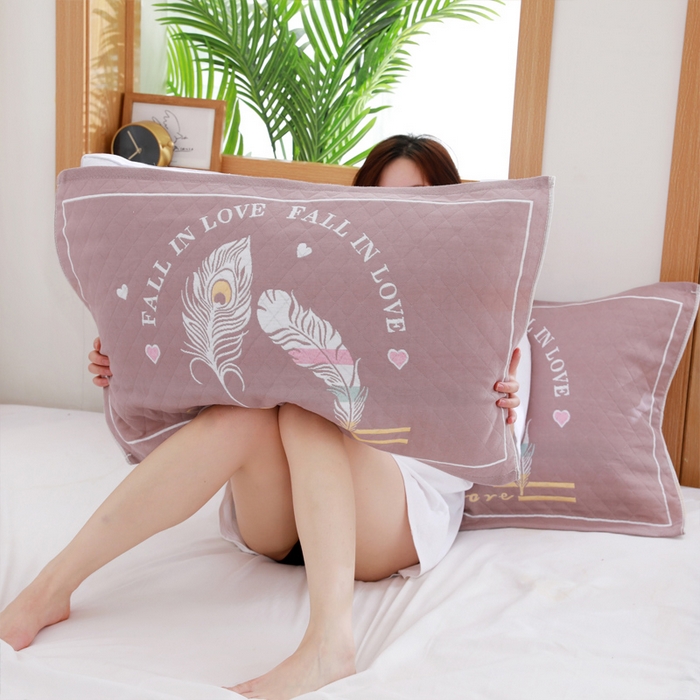 朴尔家纺-毛巾被 2026新款柔棉花间风系列三层纱布枕巾 情网咖