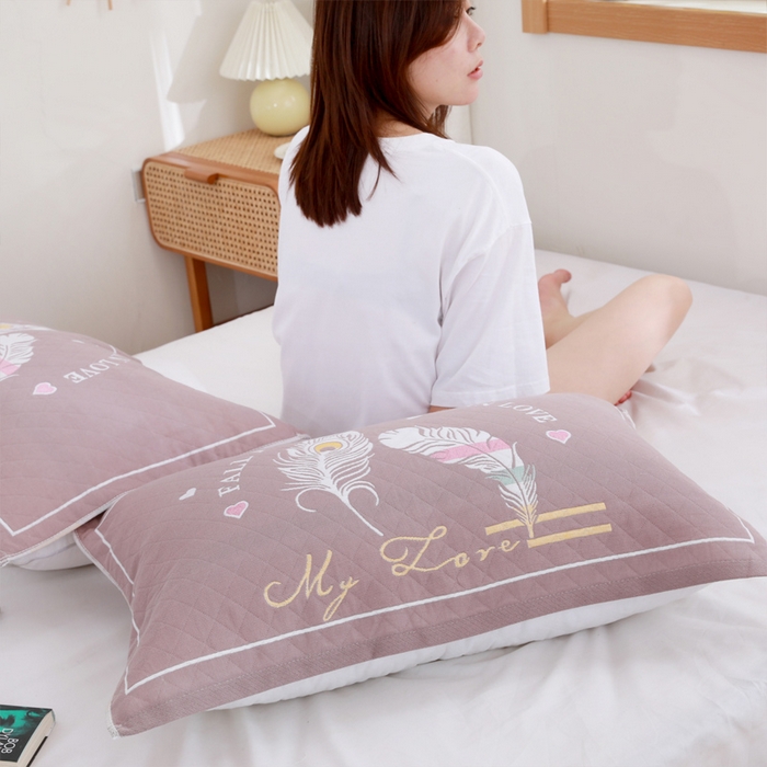 91家纺网 家纺一手货源 找家纺 朴尔家纺-毛巾被 2026新款柔棉花间风系列三层纱布枕巾 情网咖