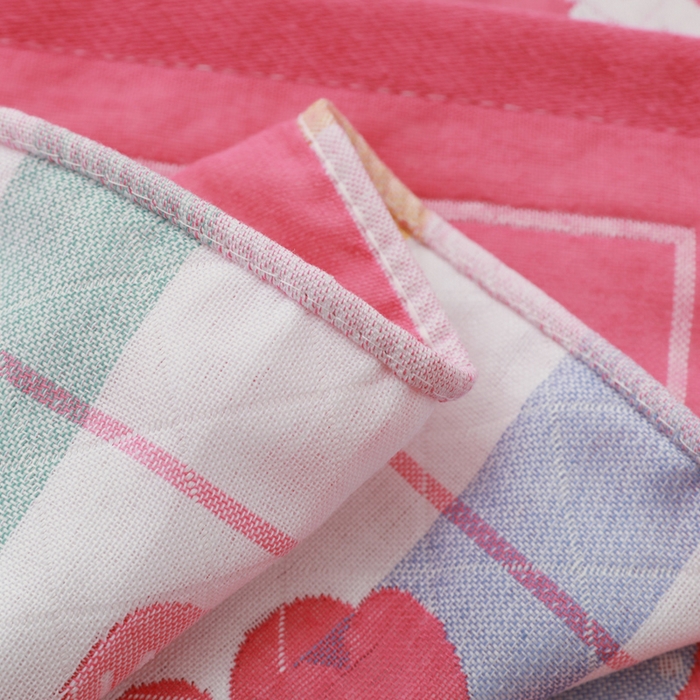 91家纺网 家纺一手货源 找家纺 朴尔家纺-毛巾被 2026新款柔棉花间风系列三层纱布枕巾 甜梦粉