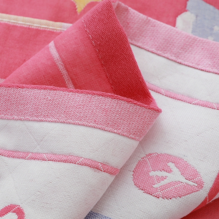 91家纺网 家纺一手货源 找家纺 朴尔家纺-毛巾被 2026新款柔棉花间风系列三层纱布枕巾 甜梦粉
