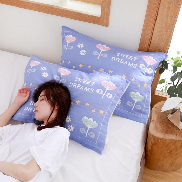 91家纺网 家纺一手货源 找家纺 朴尔家纺-毛巾被 2026新款柔棉花间风系列三层纱布枕巾 甜梦兰