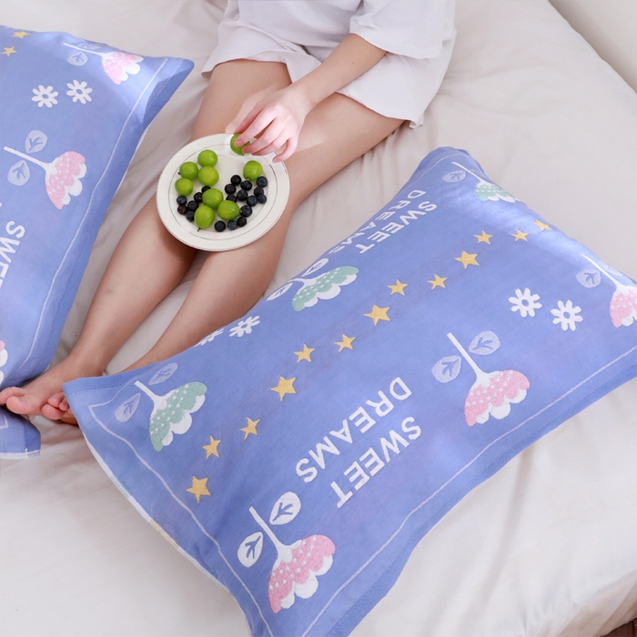 91家纺网 家纺一手货源 找家纺 朴尔家纺-毛巾被 2026新款柔棉花间风系列三层纱布枕巾 甜梦兰