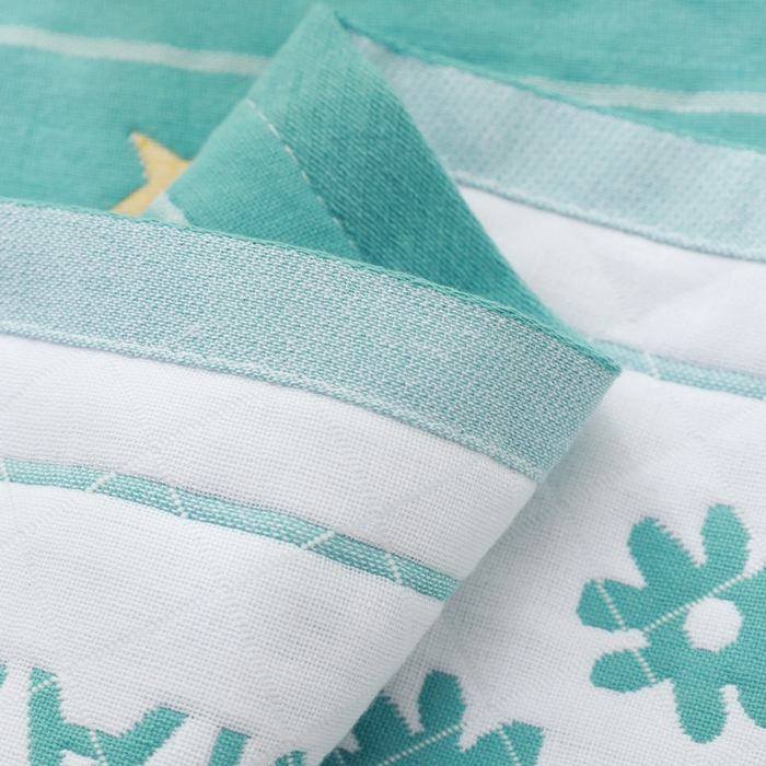 91家纺网 家纺一手货源 找家纺 朴尔家纺-毛巾被 2026新款柔棉花间风系列三层纱布枕巾 甜梦绿