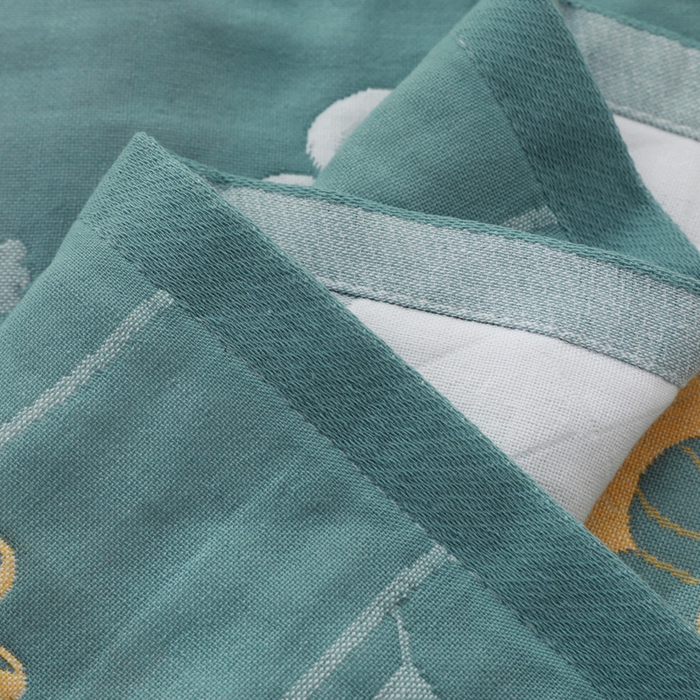 91家纺网 家纺一手货源 找家纺 朴尔家纺-毛巾被 2026新款柔棉花间风系列三层纱布枕巾 向日葵绿