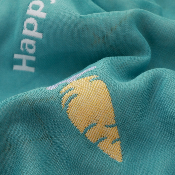 91家纺网 家纺一手货源 找家纺 朴尔家纺-毛巾被 2026新款柔棉花间风系列三层纱布枕巾 悠闲小兔绿