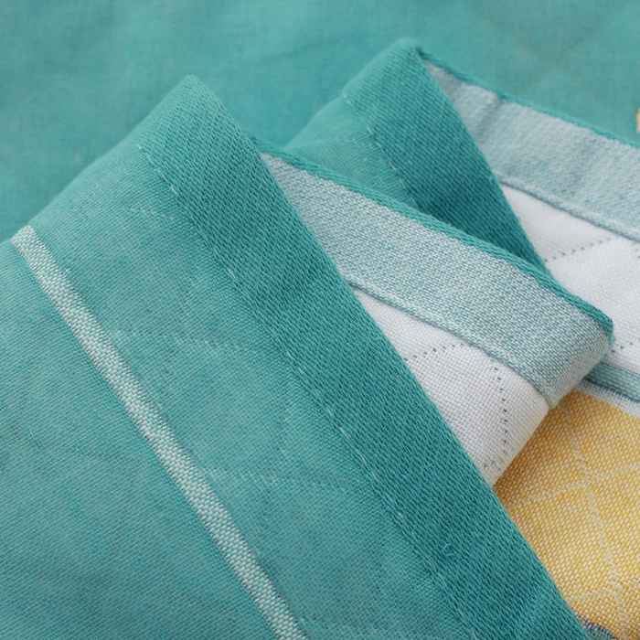 91家纺网 家纺一手货源 找家纺 朴尔家纺-毛巾被 2026新款柔棉花间风系列三层纱布枕巾 悠闲小兔绿