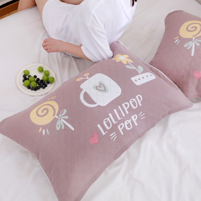 91家纺网 家纺一手货源 找家纺 朴尔家纺-毛巾被 2026新款柔棉花间风系列三层纱布枕巾 棒棒糖咖