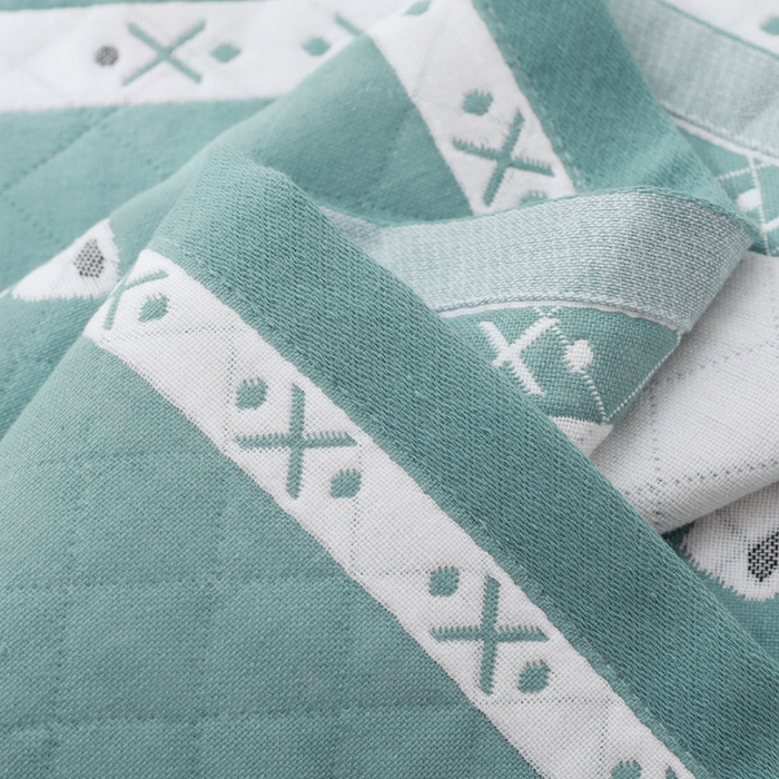 91家纺网 家纺一手货源 找家纺 朴尔家纺-毛巾被 2026新款柔棉花间风系列三层纱布枕巾 吉象绿