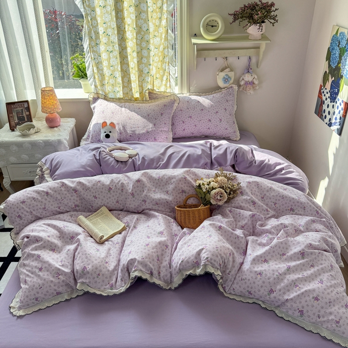 91家纺网 家纺一手货源 找家纺 （总）富米莱（原臻工厂） 2026新款A类仿棉古法水洗棉法式全棉花边四件套