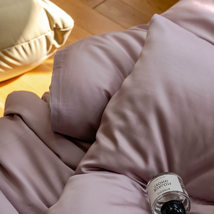 91家纺网 家纺一手货源 找家纺 （总） 沐晴家纺 2026春夏新款纯色兰精天丝四件套双拼单被套单床笠床单枕套