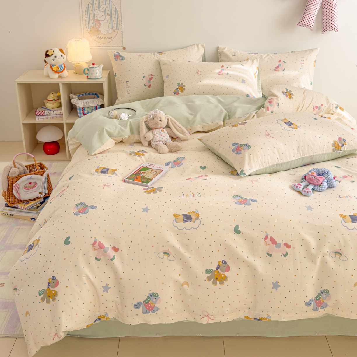 91家纺网 家纺一手货源 找家纺 （总）沐辰 2026新款13070全棉纯棉印花四件套-萌趣