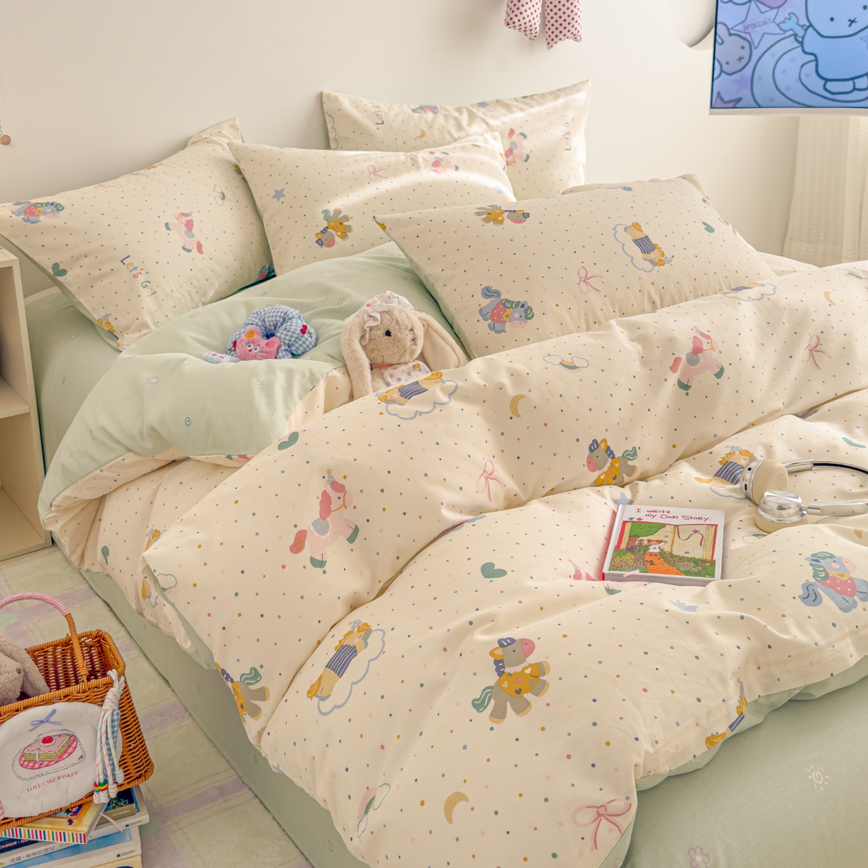 91家纺网 家纺一手货源 找家纺 （总）沐辰 2026新款13070全棉纯棉印花四件套-萌趣