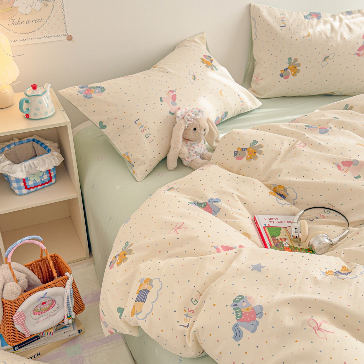 91家纺网 家纺一手货源 找家纺 （总）沐辰 2026新款13070全棉纯棉印花四件套-萌趣