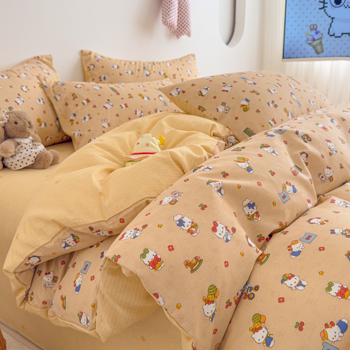 91家纺网 家纺一手货源 找家纺 （总）沐辰 2026新款13070全棉纯棉印花四件套-萌趣