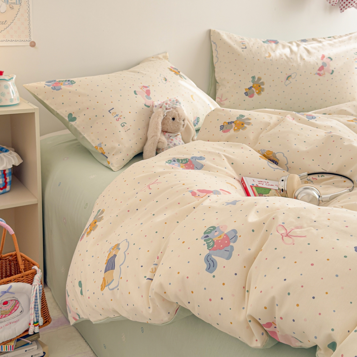 91家纺网 家纺一手货源 找家纺 沐辰 2026新款13070全棉纯棉印花四件套-萌趣 点点小马