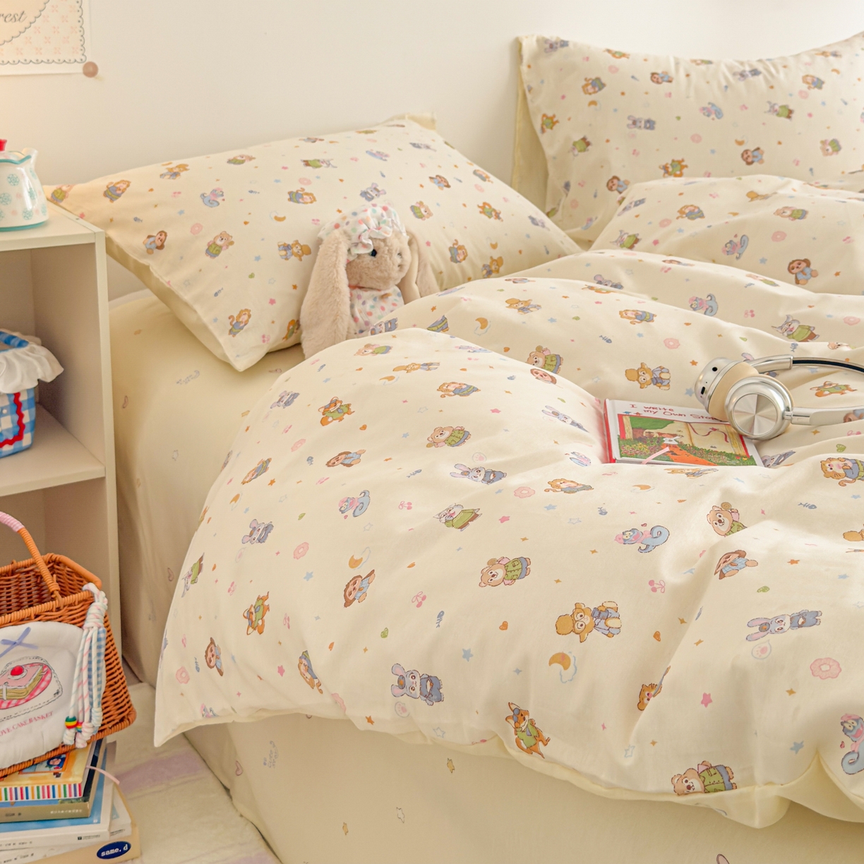 91家纺网 家纺一手货源 找家纺 沐辰 2026新款13070全棉纯棉印花四件套-萌趣 动物城