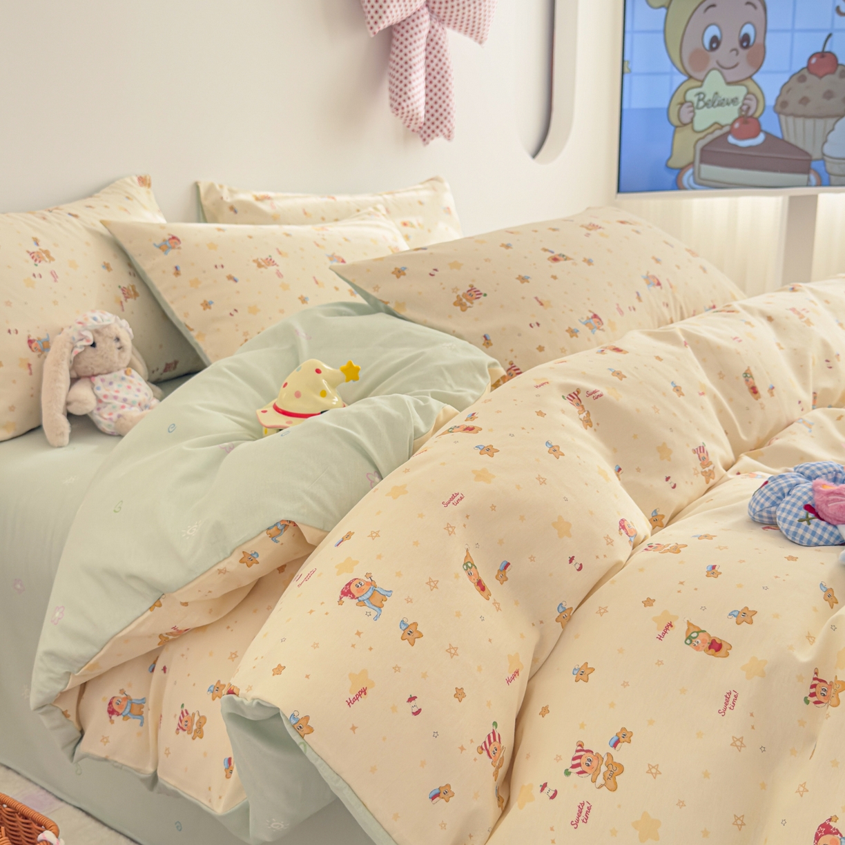 沐辰 2026新款13070全棉纯棉印花四件套-萌趣 好梦星星
